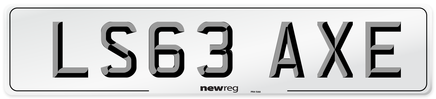 LS63 AXE Number Plate from New Reg
